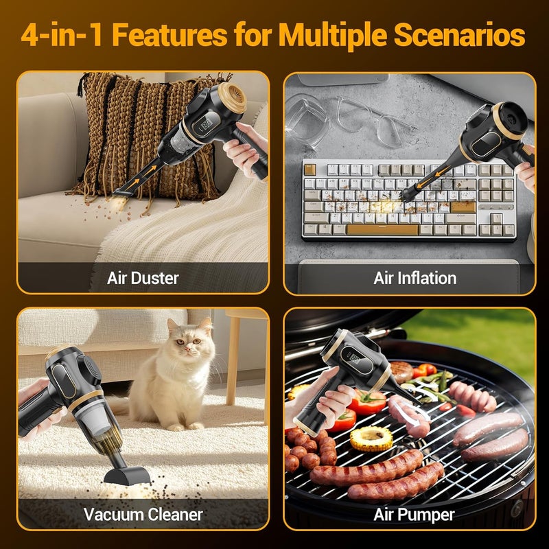 Scstartx Portable Car Vacuum Cordless Mini Handheld Vacuums Cleaner Rechargeable with LCD Display and Multi-Nozzles, High Power Hand held Cleaners for Car, Home, Office, Sofa, Pet Hair,Keyboard - Image 5